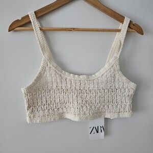 Zara Ivory Knit Crop Top